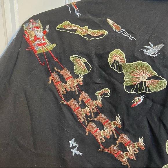 Tori Richard Embroidered Christmas Aloha Silk Blend Shirt Size 2X - Picture 5 of 6